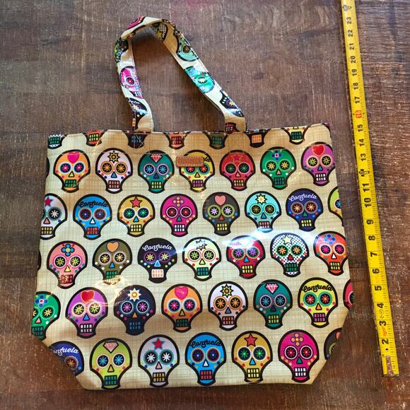 Consuela Grab N' Go Basic Sugar Skulls Tote Bag Everyday Yellow Retired Print - Picture 4 of 12